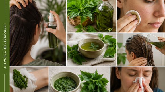 Ortie pour la peau et les cheveux - soins naturels à base d'ortie contre la chute des cheveux et les imperfections - Herboristerie Sensathé